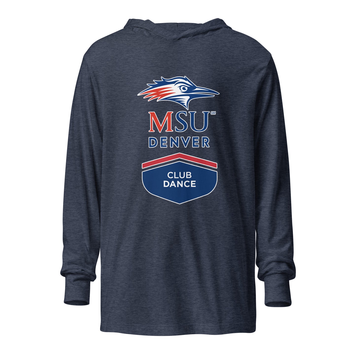 Performance | Hooded Long Sleeve T Shirt | MSU Denver Dance Team | Apex Logo