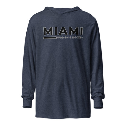 Performance | Hooded Long Sleeve T Shirt | Miami Women's Hockey | Lettermark Logo