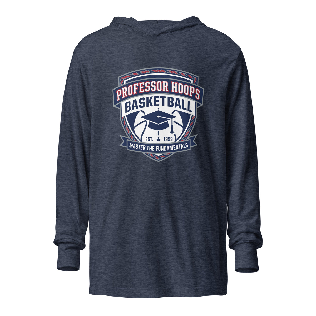 Performance | Hooded Long Sleeve T Shirt | Professor Hoops Basketball | Crest Logo