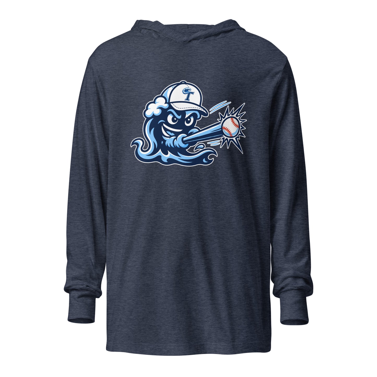 Performance | Hooded Long Sleeve T Shirt | Long Island Tides Baseball | Mascot Logo