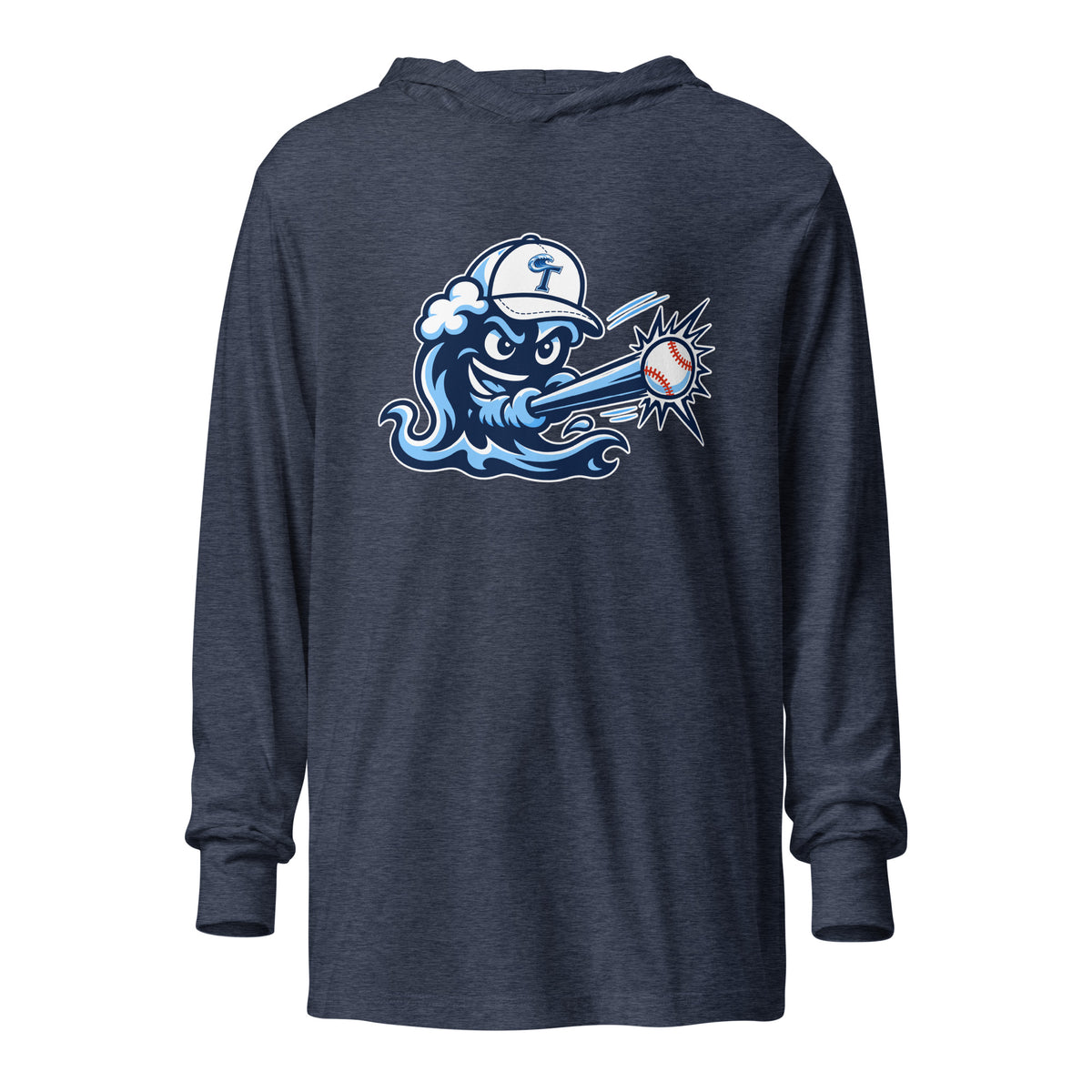 Performance | Hooded Long Sleeve T Shirt | Long Island Tides Baseball | Mascot Logo