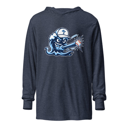 Performance | Hooded Long Sleeve T Shirt | Long Island Tides Baseball | Mascot Logo
