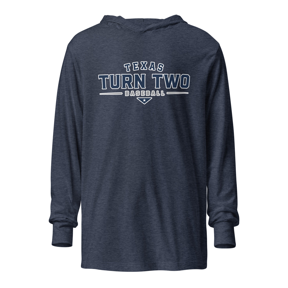 Performance | Hooded Long Sleeve T Shirt | Texas Turn Two Baseball | Modern Script Logo