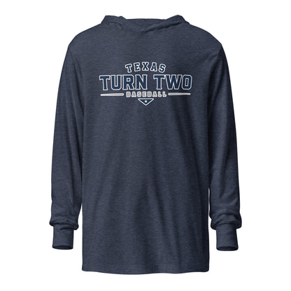 Performance | Hooded Long Sleeve T Shirt | Texas Turn Two Baseball | Modern Script Logo