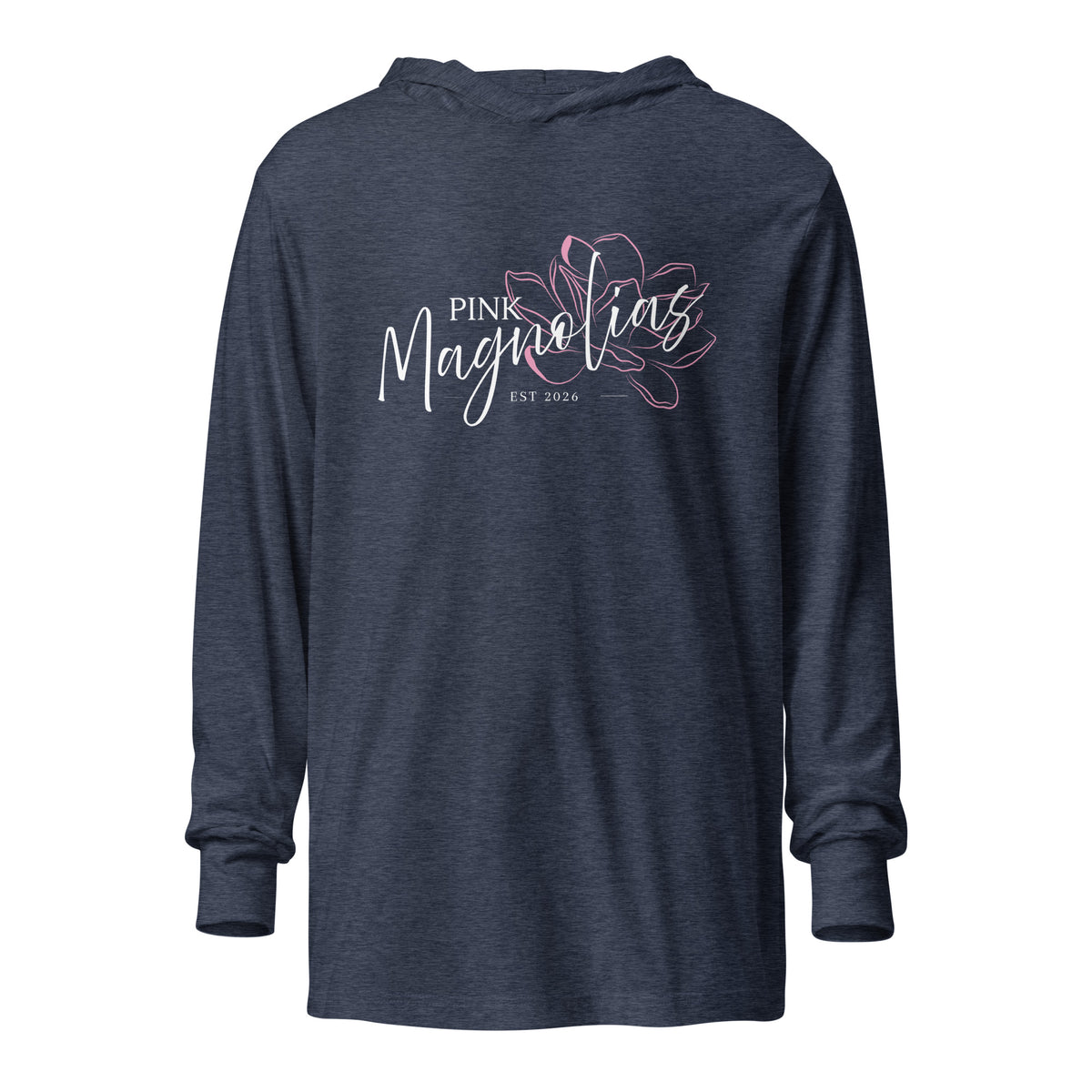 Performance | Hooded Long Sleeve T Shirt | Pink Magnolias Dance | Modern Script Logo