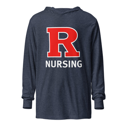 Performance | Hooded Long Sleeve T Shirt | Grand View University Nursing | Lettemark Logo