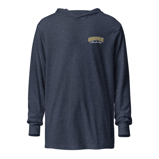 Performance | Hooded Long Sleeve T Shirt | Suffolk University Cheerleading | Valor Logo
