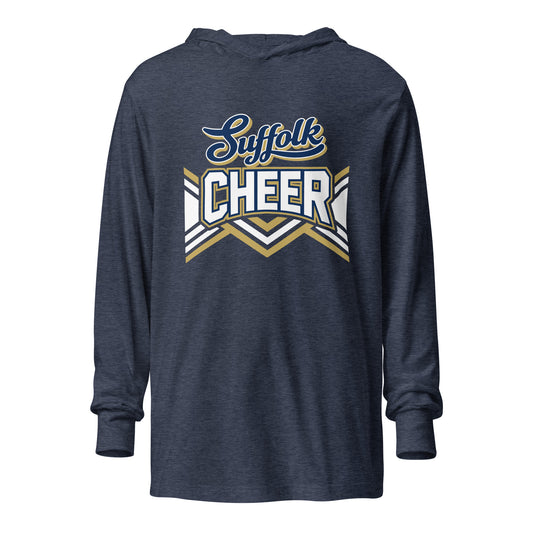 Performance | Hooded Long Sleeve T Shirt | Suffolk University Cheerleading | Vanguard Logo