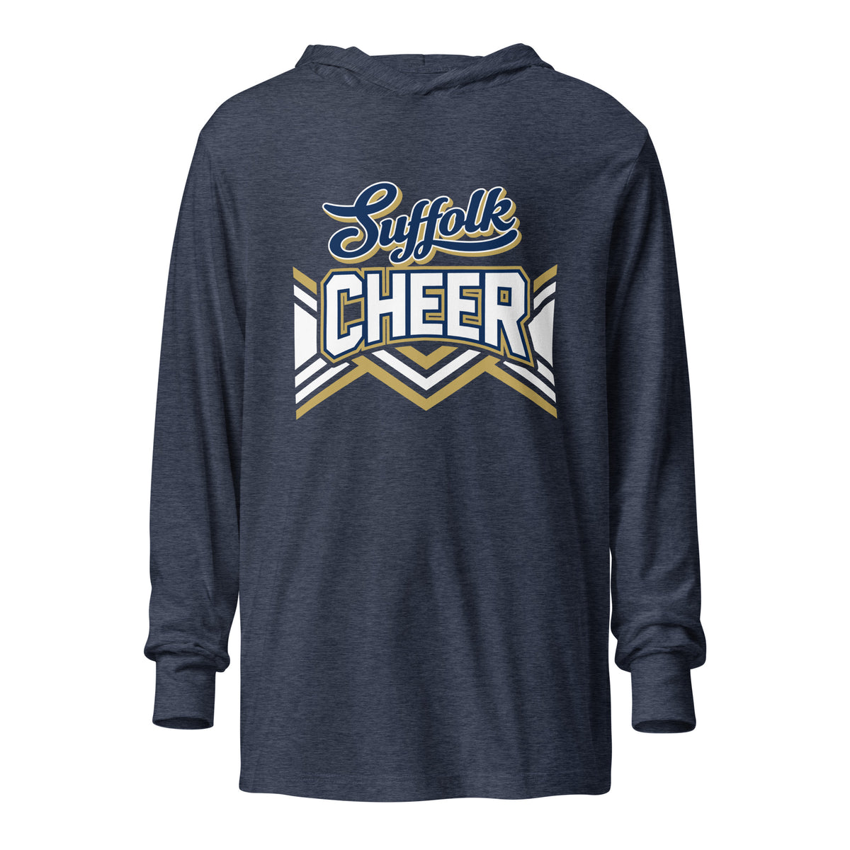 Performance | Hooded Long Sleeve T Shirt | Suffolk University Cheerleading | Vanguard Logo