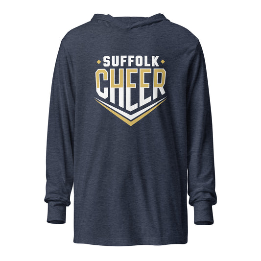 Performance | Hooded Long Sleeve T Shirt | Suffolk University Cheerleading | Emblem Logo