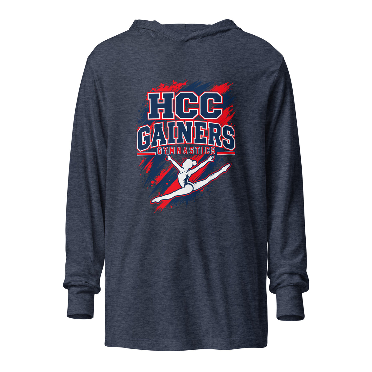 Performance | Hooded Long Sleeve T Shirt | HCC Gymnastics | Crest Logo