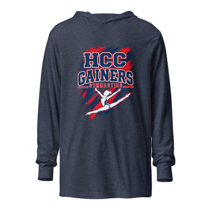 Performance | Hooded Long Sleeve T Shirt | HCC Gymnastics | Crest Logo