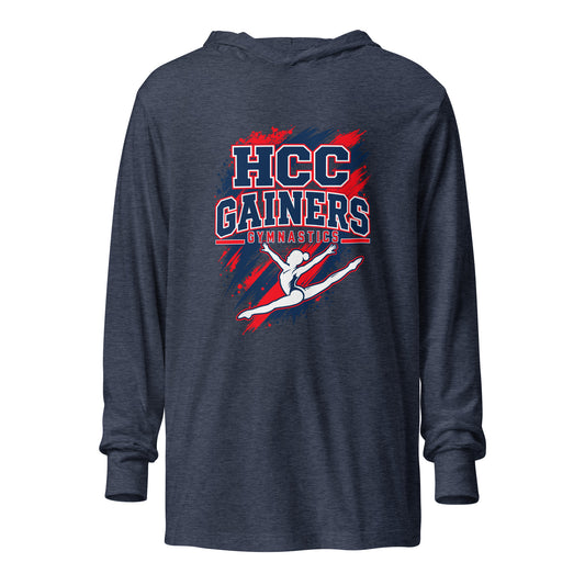 Performance | Hooded Long Sleeve T Shirt | HCC Gymnastics | Crest Logo
