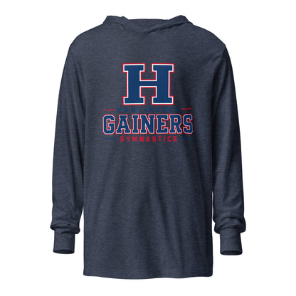 Performance | Hooded Long Sleeve T Shirt | HCC Gymnastics | Gainers Emblem Logo