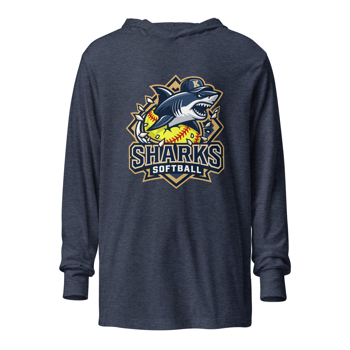 Performance | Hooded Long Sleeve T Shirt | Sharks Diamond Sports | Crest Logo
