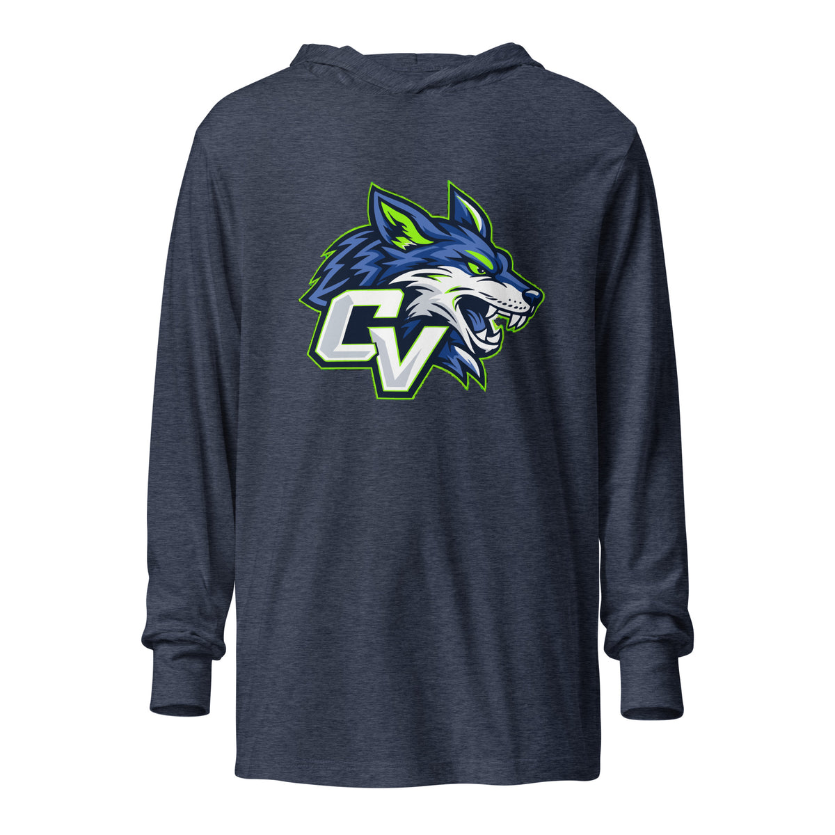 Performance | Hooded Long Sleeve T Shirt | Cumberland Valley Coyotes Football | Crest Logo