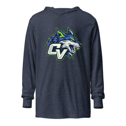 Performance | Hooded Long Sleeve T Shirt | Cumberland Valley Coyotes Football | Crest Logo