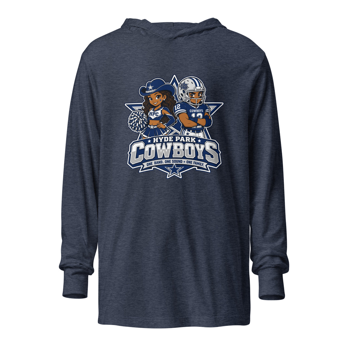 Performance | Hooded Long Sleeve T Shirt | Hyde Park Cowboys | Vanguard Logo