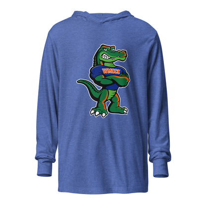 Performance | Hooded Long Sleeve T Shirt | West Memphis Community Christian College Gators | Mascot Logo