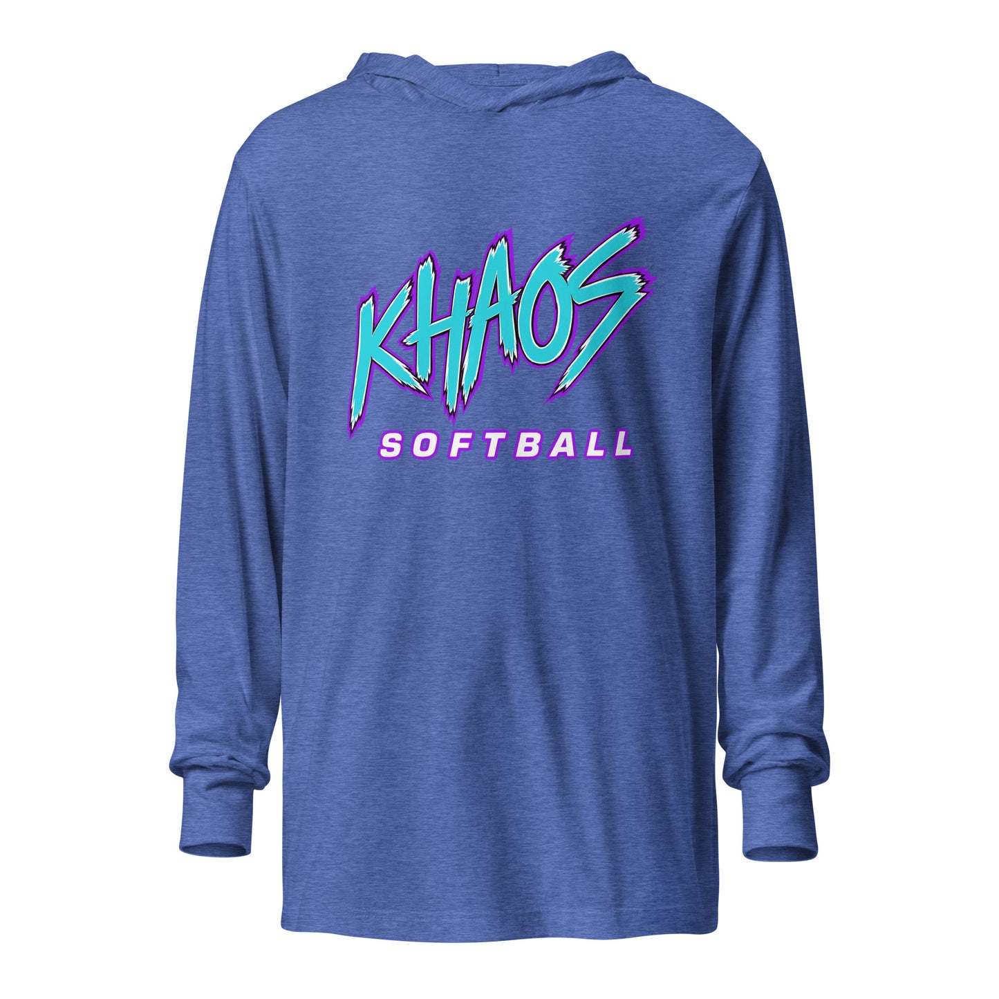 Performance | Hooded Long Sleeve T Shirt | Khaos Softball | Atlhetics Logo