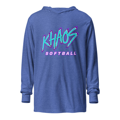 Performance | Hooded Long Sleeve T Shirt | Khaos Softball | Atlhetics Logo
