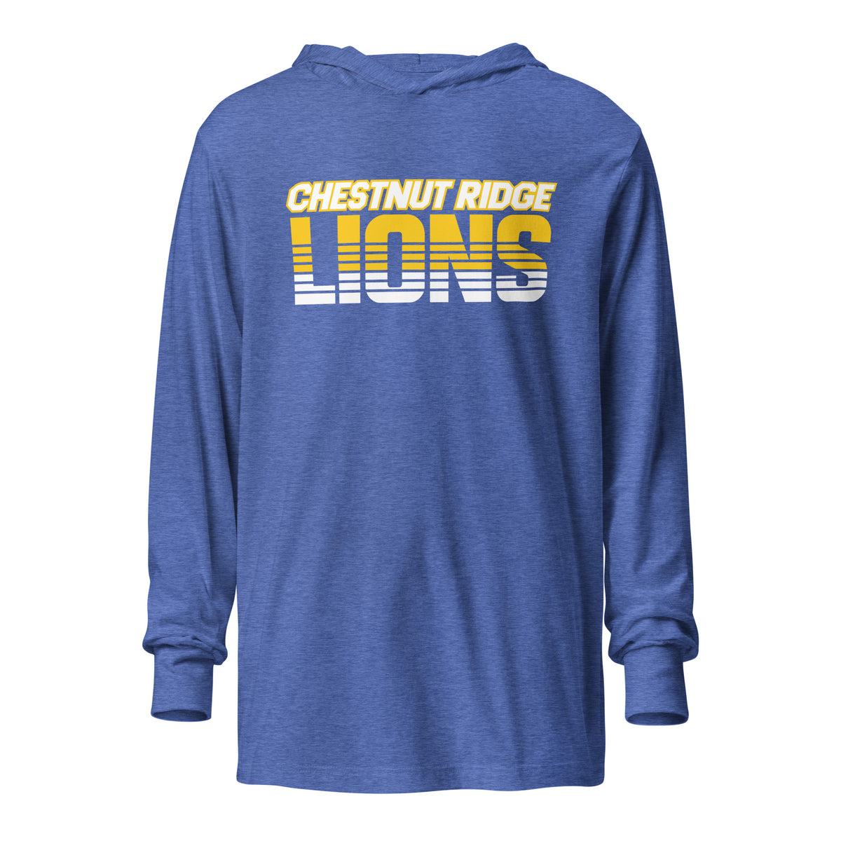Performance | Hooded Long Sleeve T Shirt | Chestnut Ridge Lions Football | Script Logo