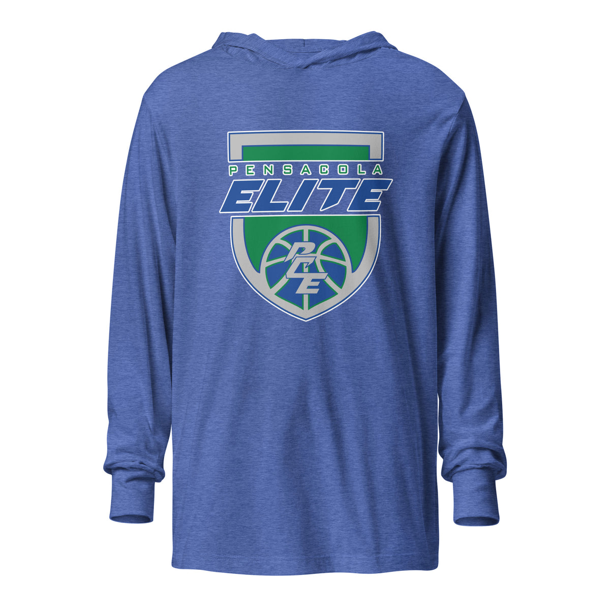 Performance | Hooded Long Sleeve T Shirt | Pensacola Elite Inc. | Shield Logo