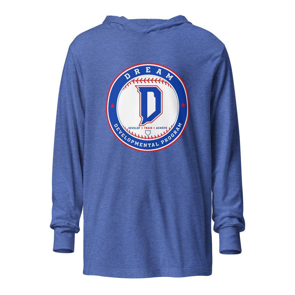 Performance | Hooded Long Sleeve T Shirt | Dream Developmental Program | Badge Logo