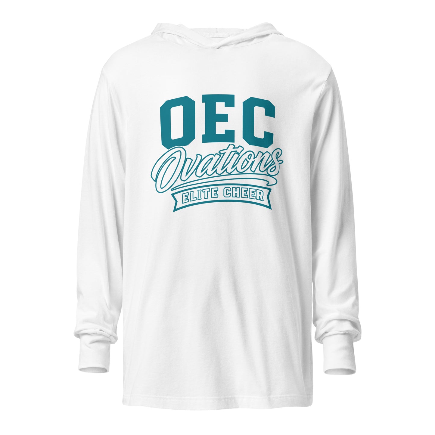 Performance | Hooded Long Sleeve T Shirt | Ovations Elite Cheer | Emblem Logo