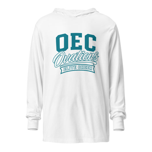 Performance | Hooded Long Sleeve T Shirt | Ovations Elite Cheer | Emblem Logo