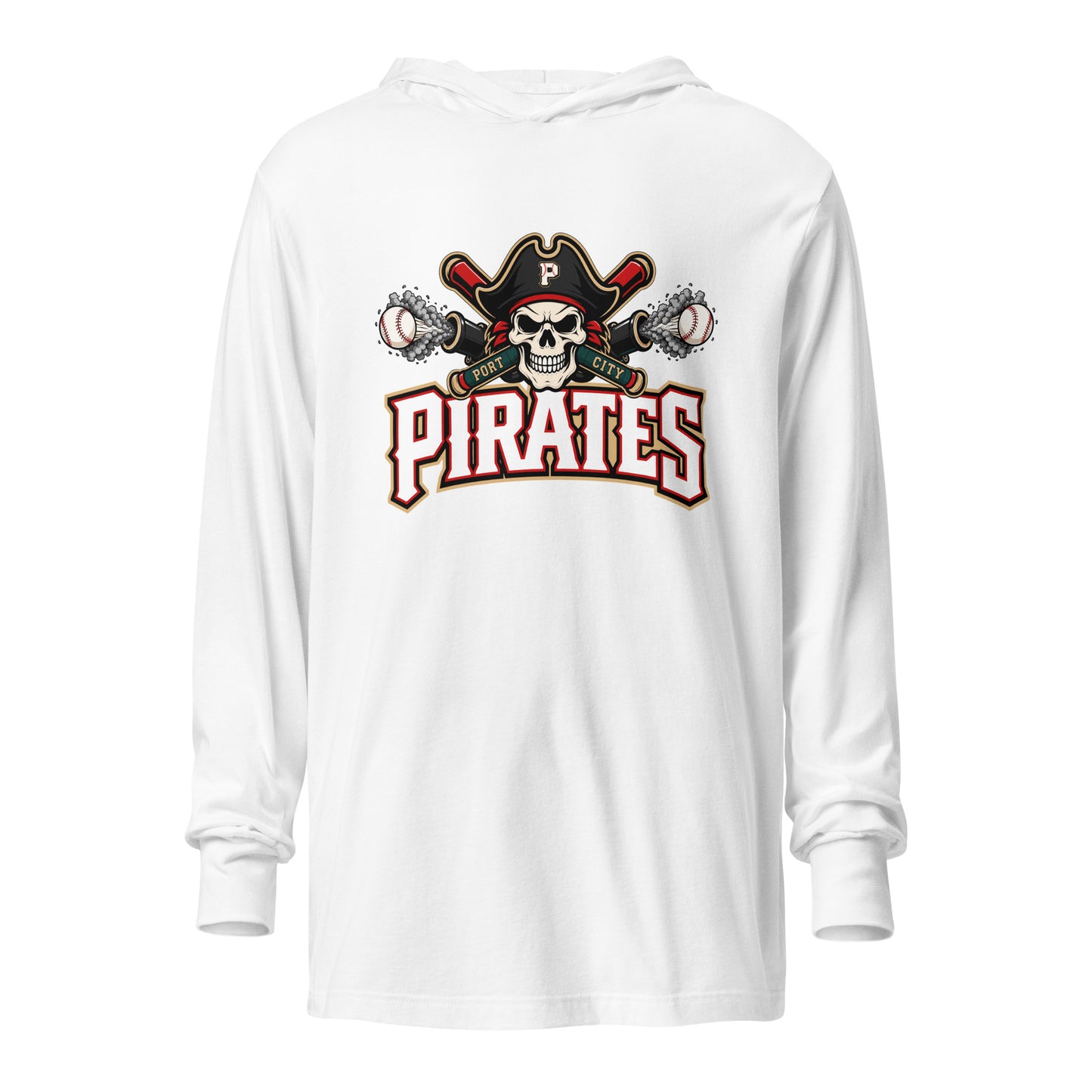 Performance | Hooded Long Sleeve T Shirt | Port City Pirates | Cannonball Portside Logo