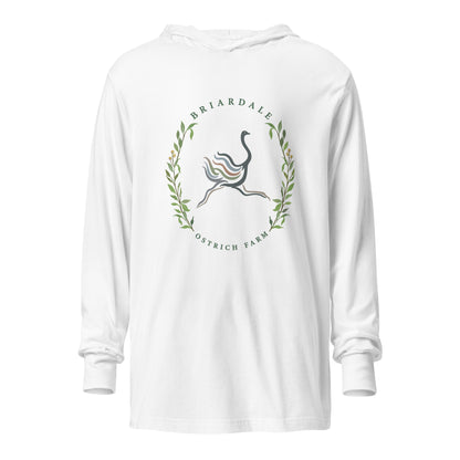 Performance | Hooded Long Sleeve T Shirt | Briardale Ostrich Farm | Crest Logo