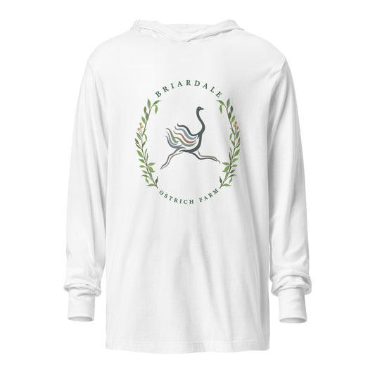 Performance | Hooded Long Sleeve T Shirt | Briardale Ostrich Farm | Crest Logo