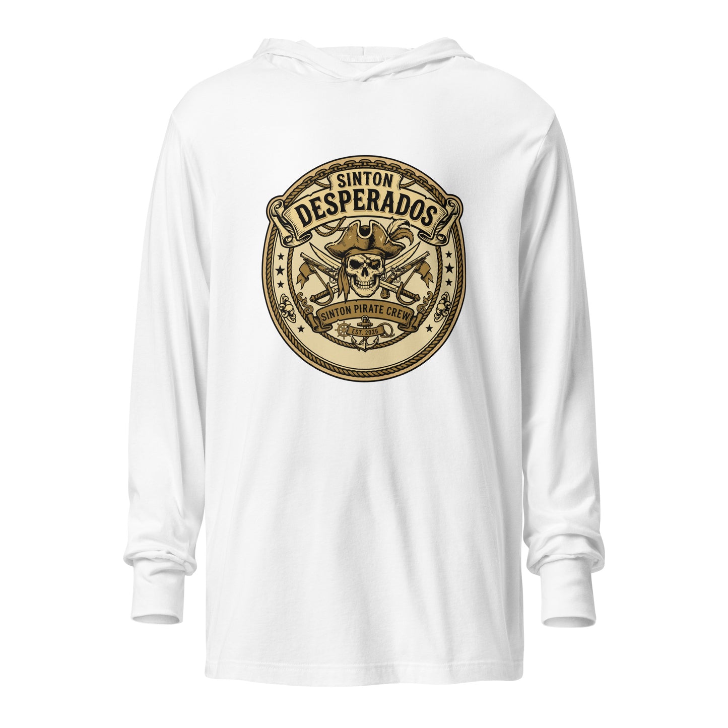 Performance | Hooded Long Sleeve T Shirt | Sinton Desperados Baseball | Badge Logo