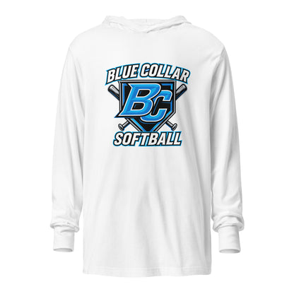 Performance | Hooded Long Sleeve T Shirt | Blue Collar Softball 2034 | Shield Logo