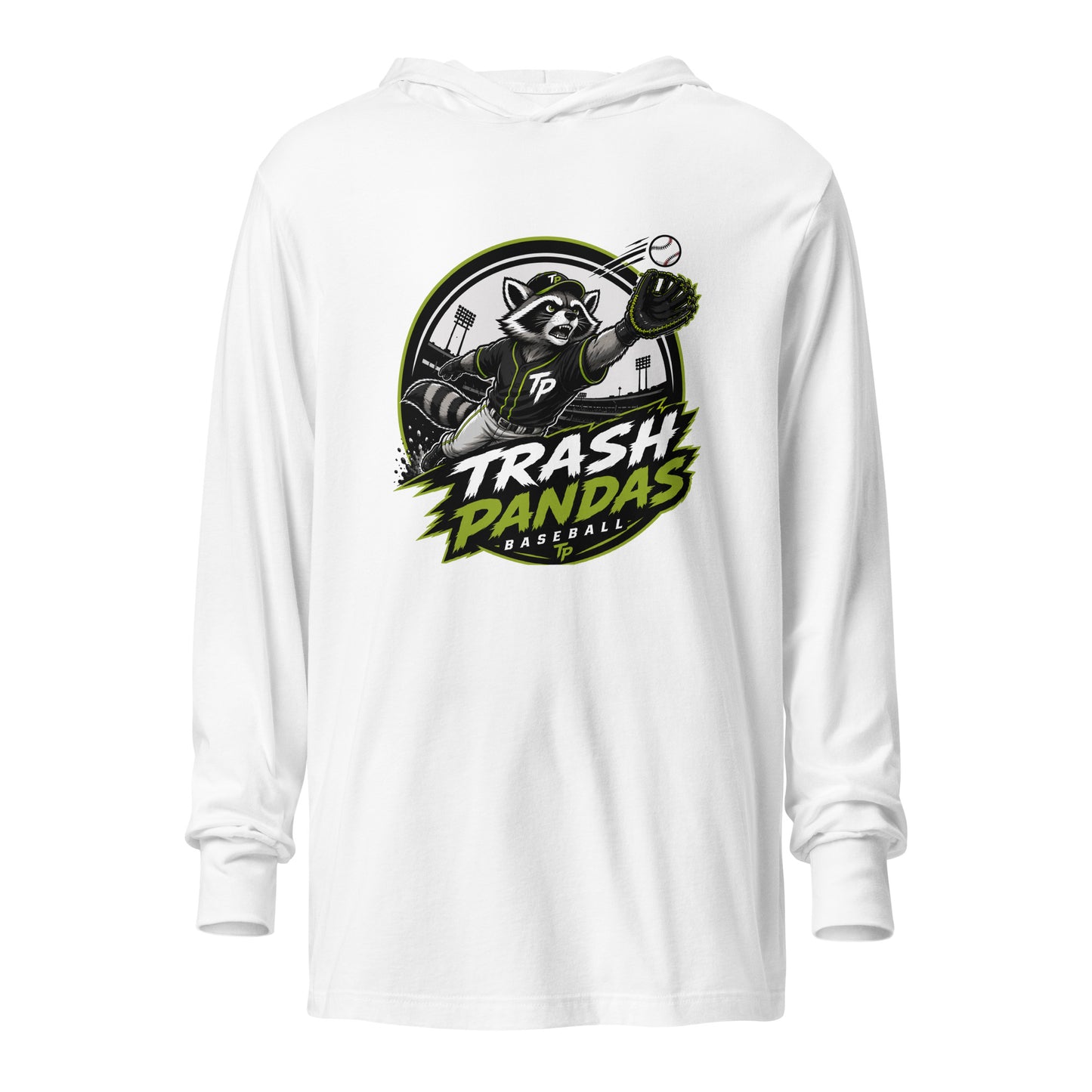 Performance | Hooded Long Sleeve T Shirt | Trash Pandas Baseball Organization | Emblem Logo