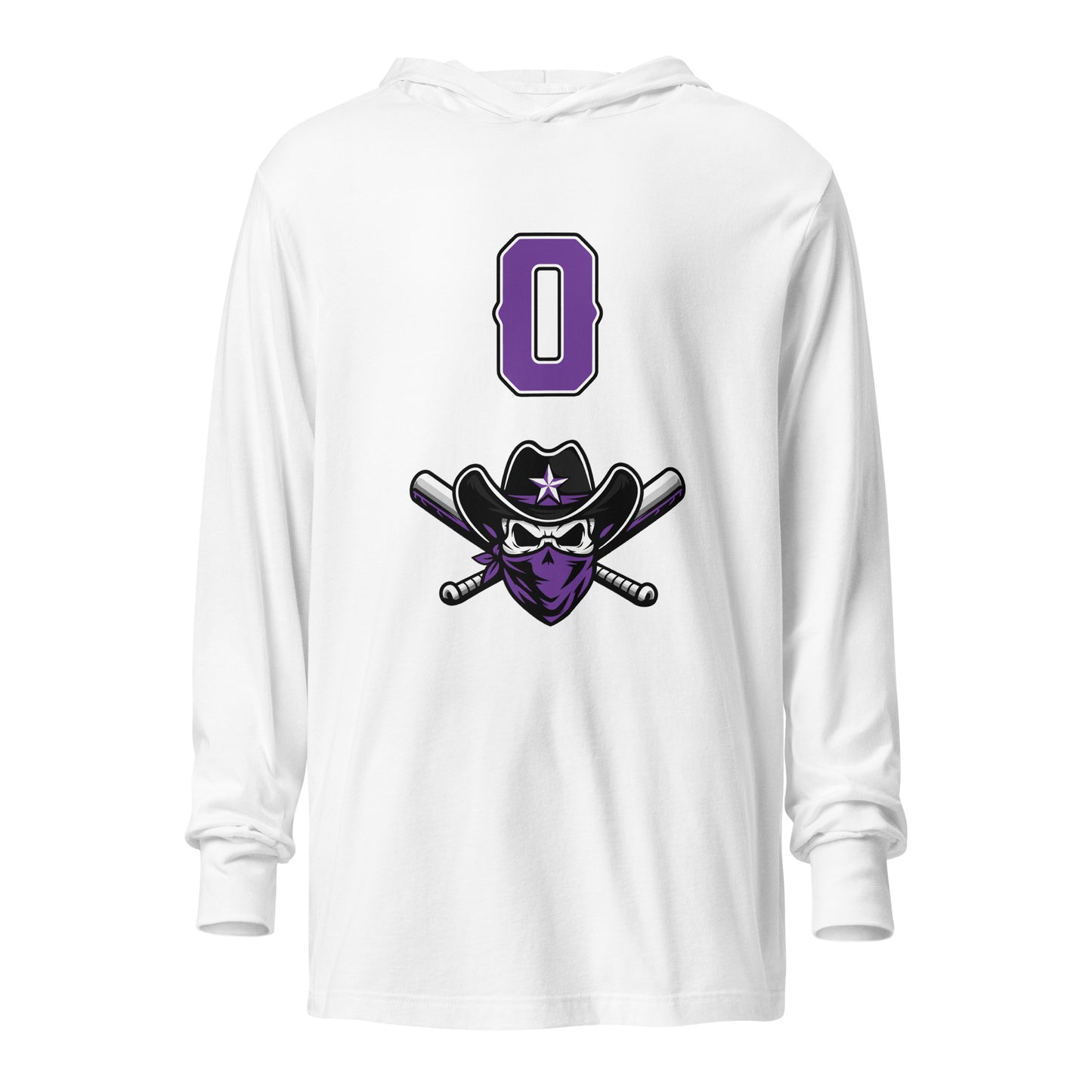 Performance | Hooded Long Sleeve T Shirt | Carolina Outlaws Baseball | Purple Renegades Logo
