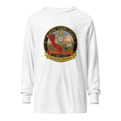 Performance | Hooded Long Sleeve T Shirt | Marine Corps League kings County Det 455 | Shield Logo
