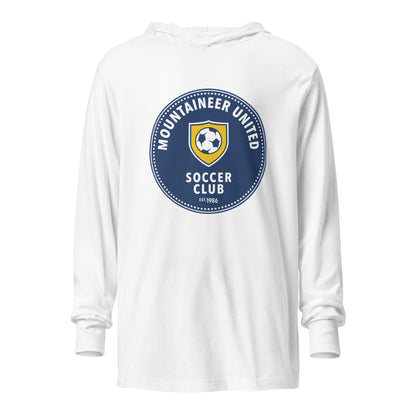 Performance | Hooded Long Sleeve T Shirt | Mountaineer United Soccer Club | Badge Logo
