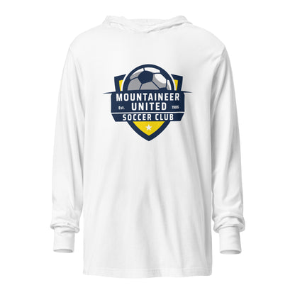 Performance | Hooded Long Sleeve T Shirt | Mountaineer United Soccer Club | Alpine Crest Logo
