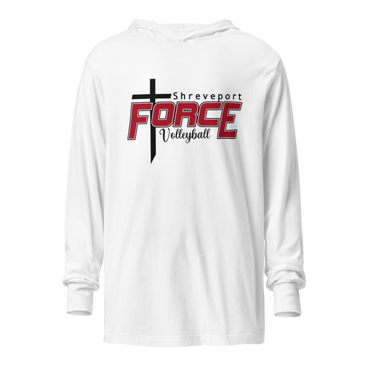 Performance | Hooded Long Sleeve T Shirt | Shreveport Force Volleyball | Crest Logo