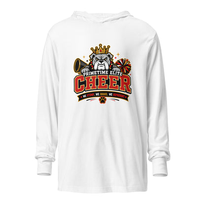 Performance | Hooded Long Sleeve T Shirt | PTE Bulldog Cheer | Crest Logo