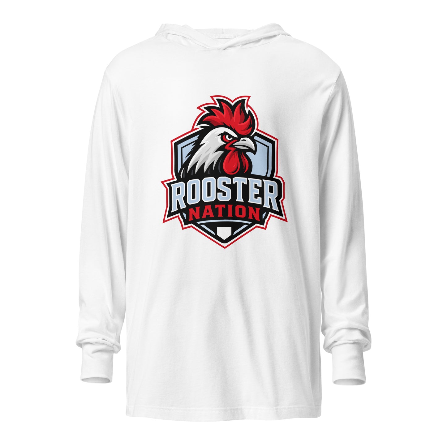 Performance | Hooded Long Sleeve T Shirt | Rooster Nation | Shield Logo