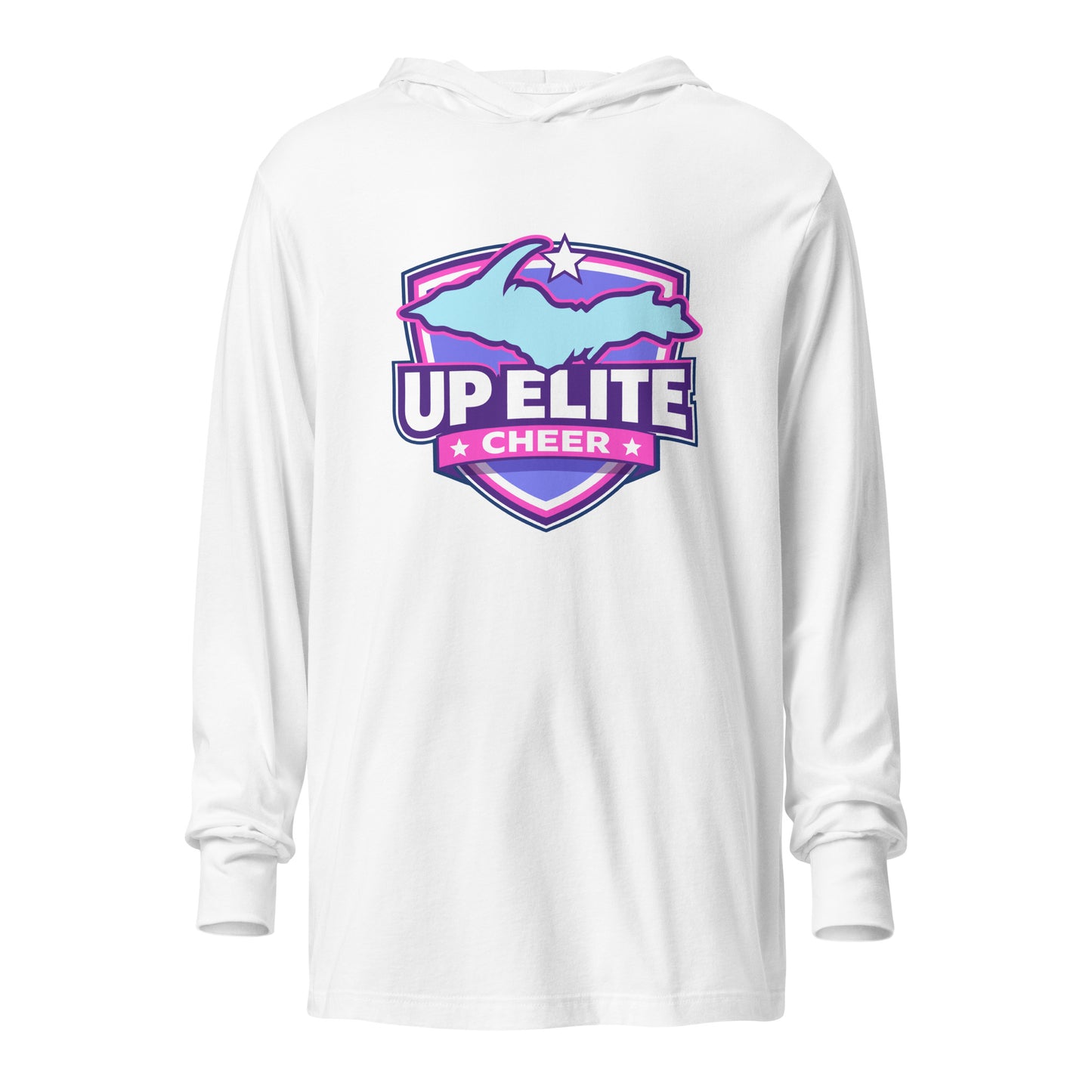 Performance | Hooded Long Sleeve T Shirt | UP Elite Cheer | Shield Logo