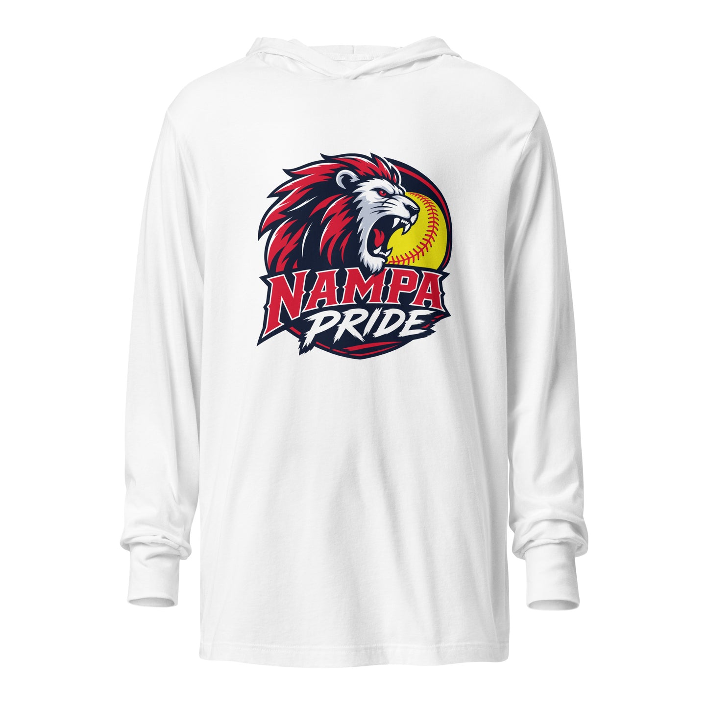 Performance | Hooded Long Sleeve T Shirt | Nampa Pride | Lion Crest Logo