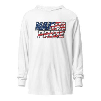Performance | Hooded Long Sleeve T Shirt | Nampa Pride | Modern Script Logo