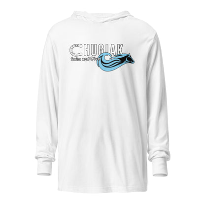 Performance | Hooded Long Sleeve T Shirt | Chugiak Mustang Swim & Dive | Emblem Logo