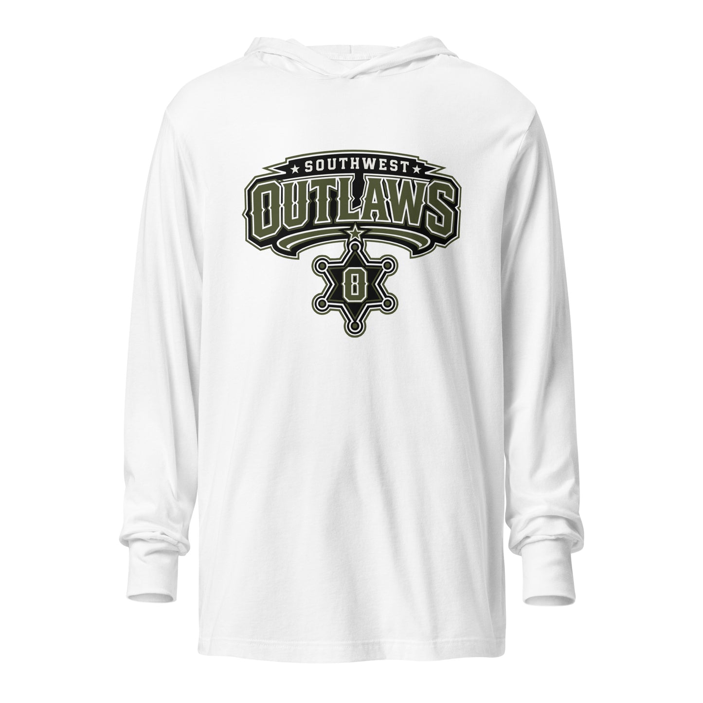 Performance | Hooded Long Sleeve T Shirt | Southwest Outlaws | Frontier Athletics Logo