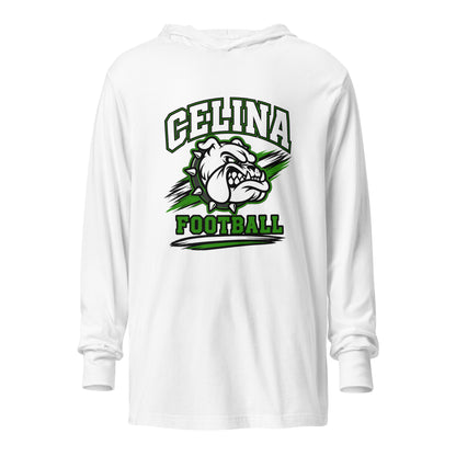 Performance | Hooded Long Sleeve T Shirt | Celina Black Football | Emblem Logo