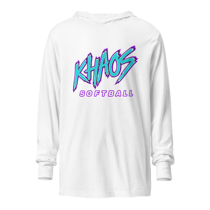 Performance | Hooded Long Sleeve T Shirt | Khaos Softball | Atlhetics Logo